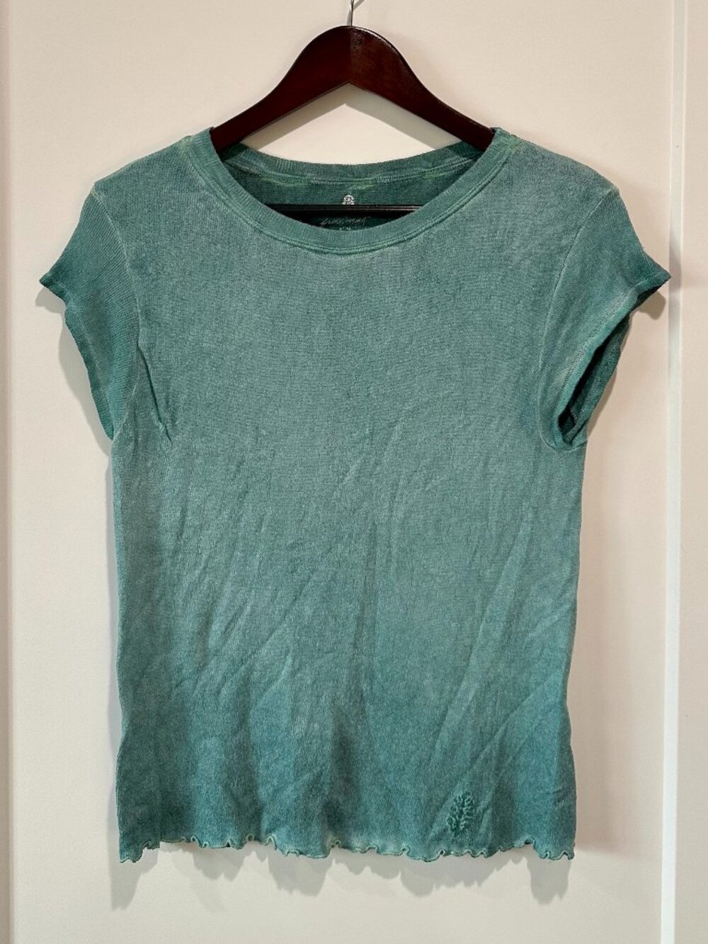 Free People We The Free Be My Baby Tee Teal Lettuce Hem XL
